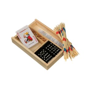 4 i 1 spil Kort - 5 terninger - domino & Mikado